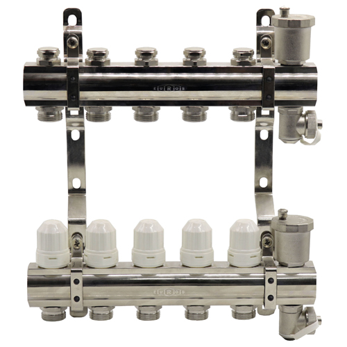 Блок коллекторный Kromwell с термостатическими вставками, запорными клапанами, воздухоотводчиками и дренажем 1