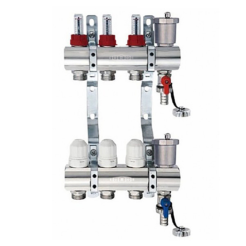 Блок коллекторный Kromwell с термостатическими клапанами и расходомерами 1